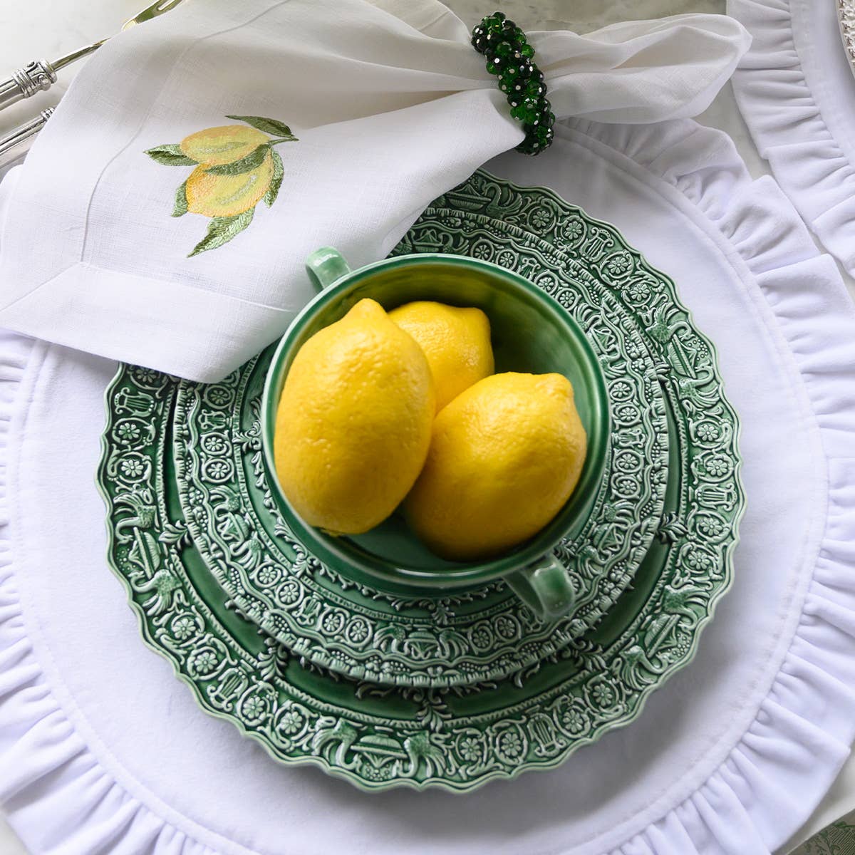 Renaissance Italian Green Dinner Plate