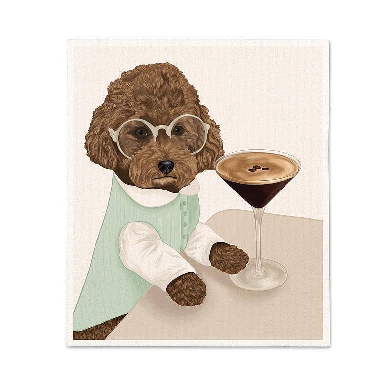 Dog & Espresso Martini Dishcloth