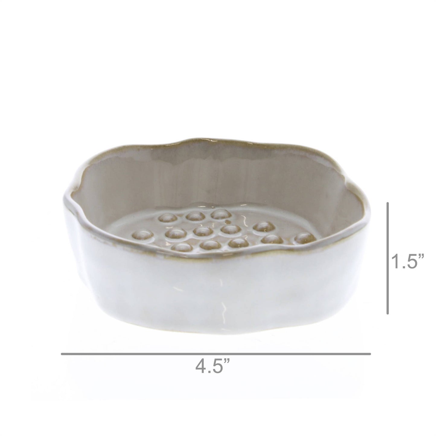 Bower Ceramic Soap Dish - Rnd - Fancy White