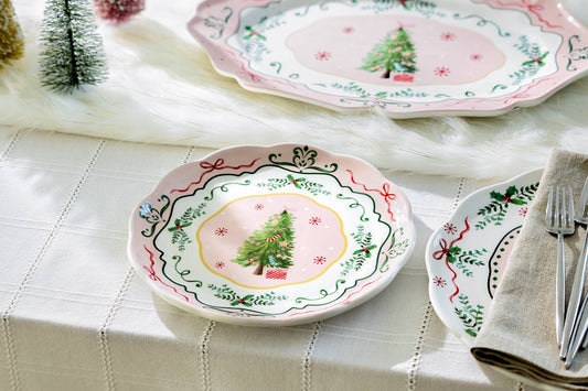 Christmas Tree Pink 8.75" Dessert Salad Plate