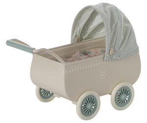 Pram with baby mouse - Mint