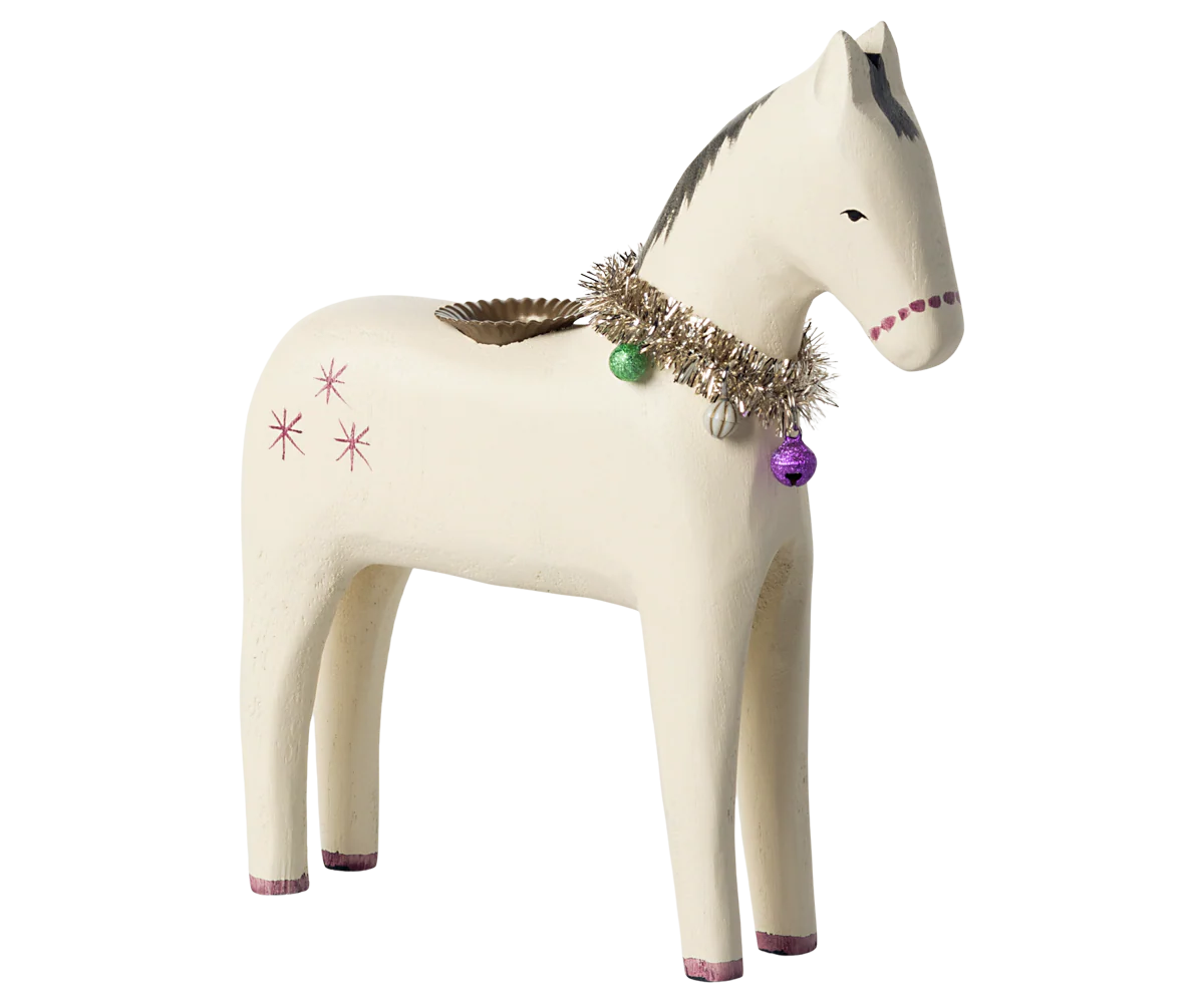 Wooden candle holder, Small horse