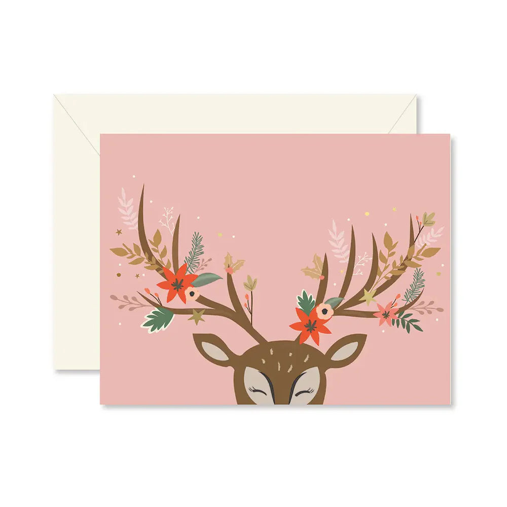 Reindeer Floral Greeting Card