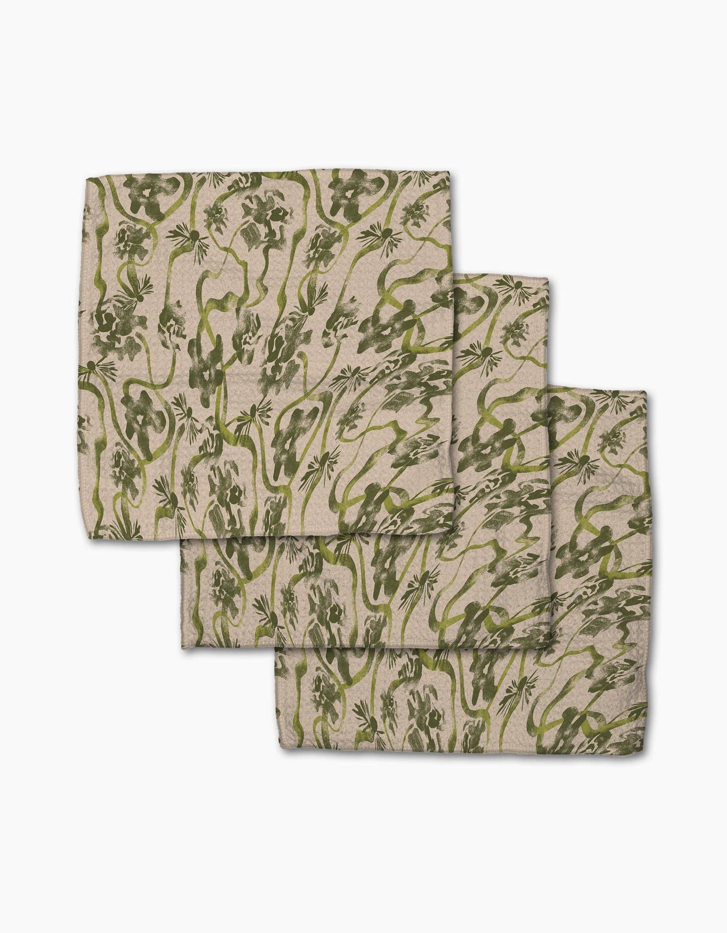 Floral Swirls Green Dishcloth Set