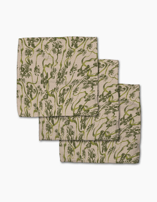 Floral Swirls Green Dishcloth Set