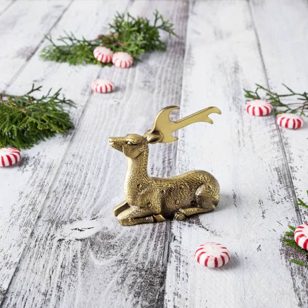 Gilded Brass-Finished Deer Beer Bottle Opener
