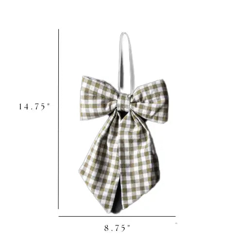 Bow Gingham Green Fabric Medium
