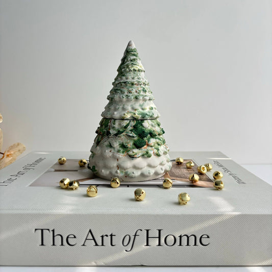 Christmas Tree Candle Pot: Green Fusion Marble / Fraser Fir