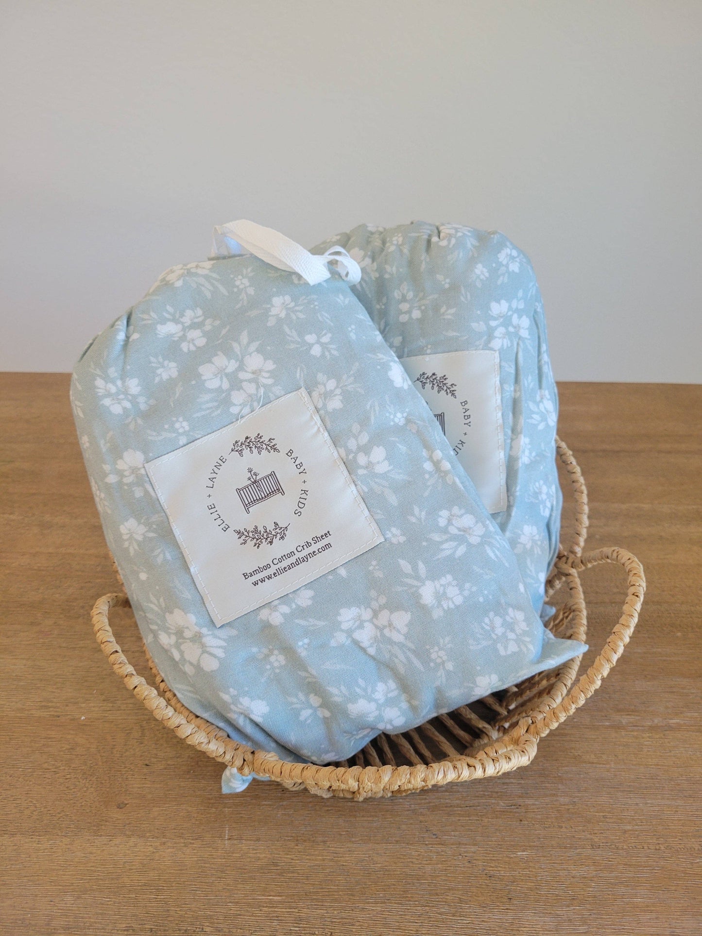Daphne Icy Blue Floral Muslin Crib Sheet
