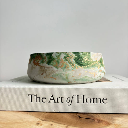 Daza - Decorative Concrete Bowl : Green Fusion Marble