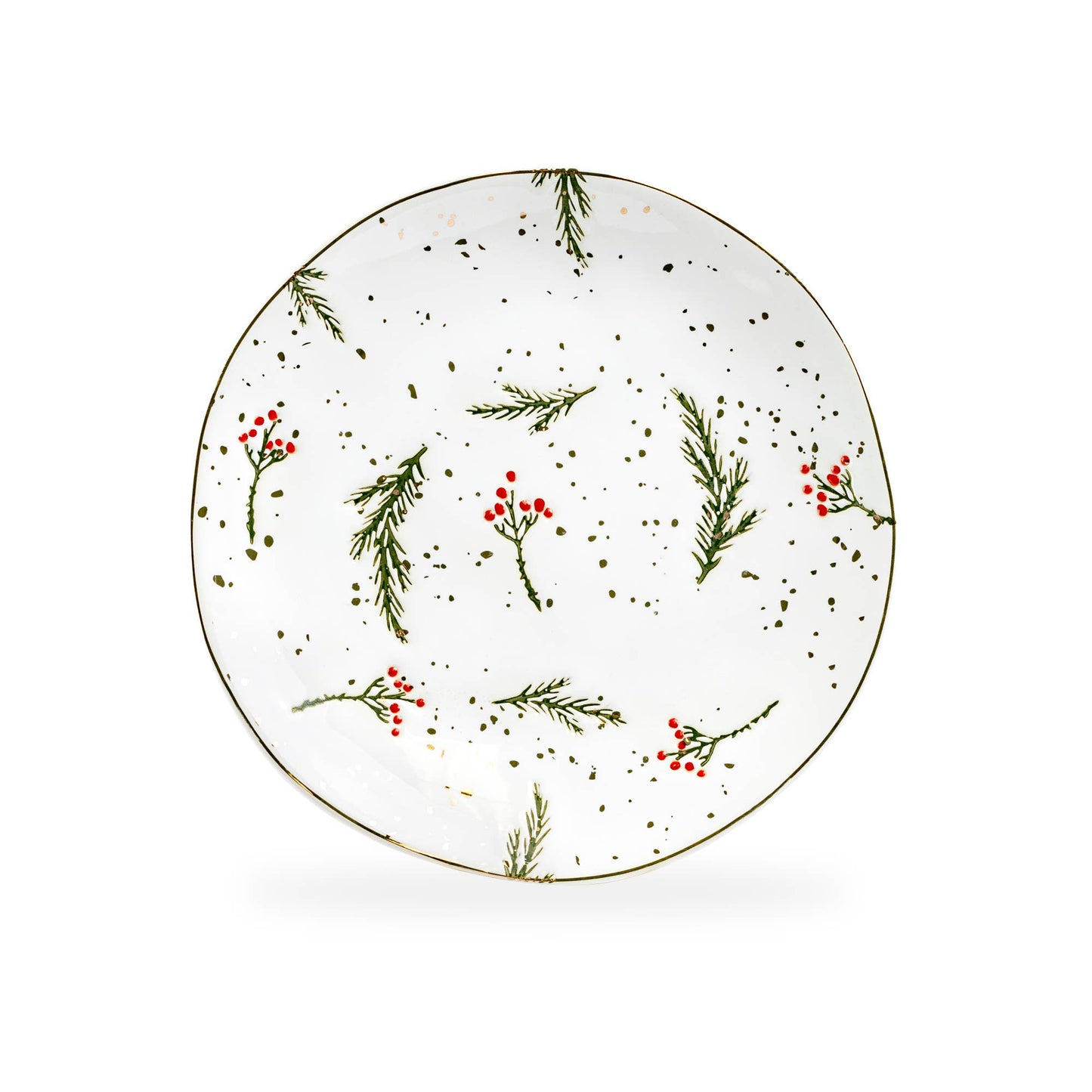 Holly Berries Organic Shape 7.5" Dessert Plate