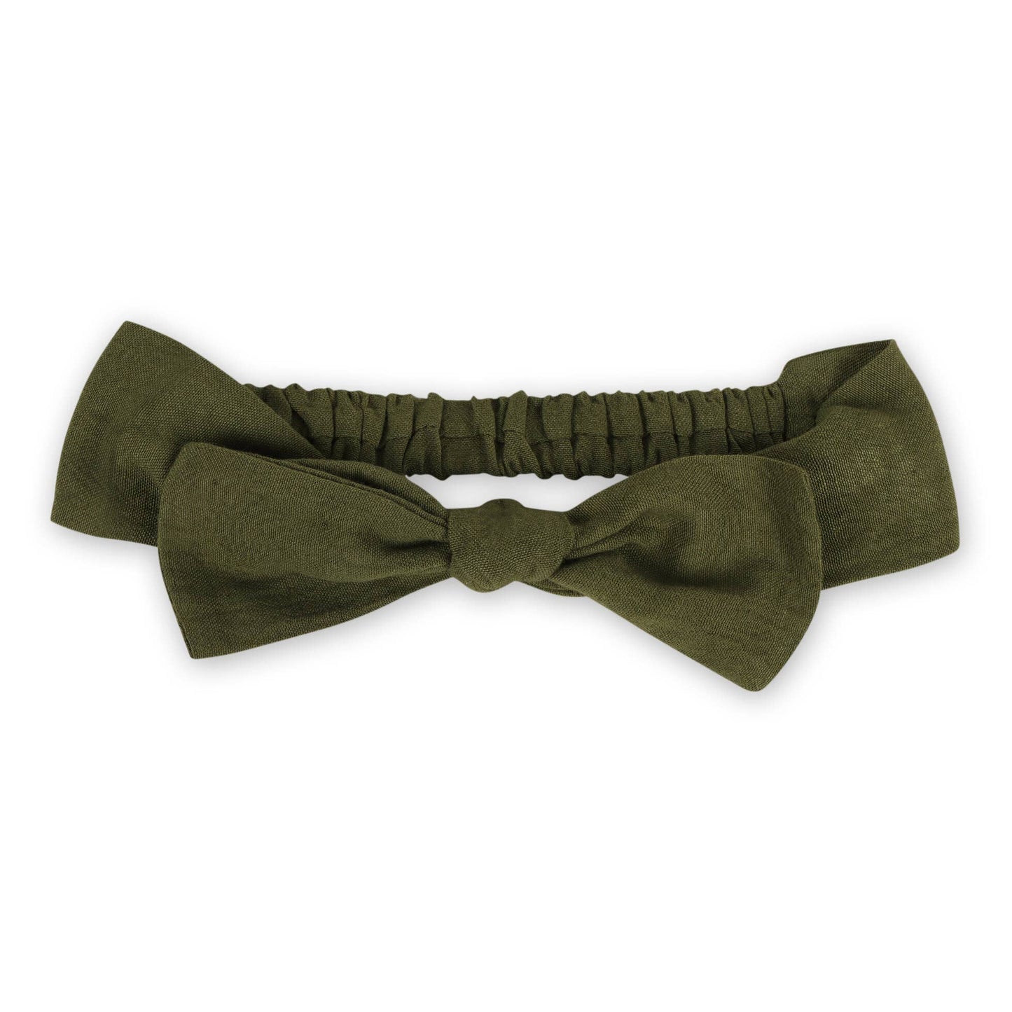 Juniper Embroidered Baby Jumpsuit & Headband -Linen Blend: Olive Green