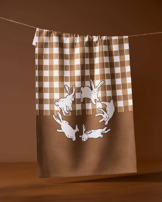 Fall Bunnies Tea Towel