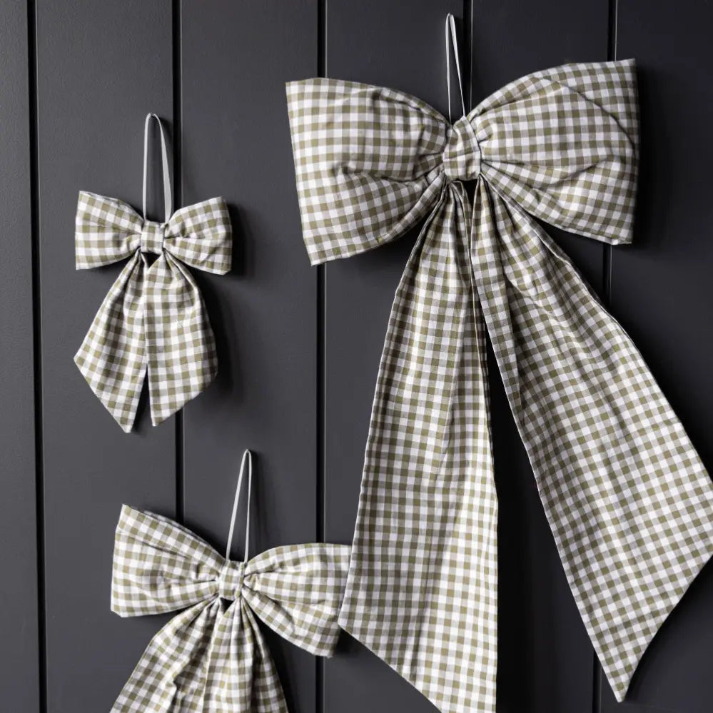 Bow Gingham Green Fabric Medium