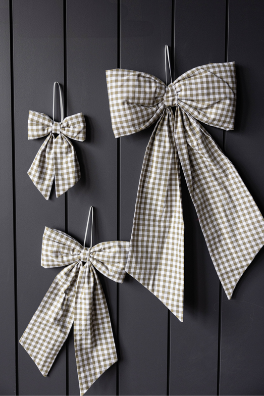 Bow Gingham Green Fabric: Small
