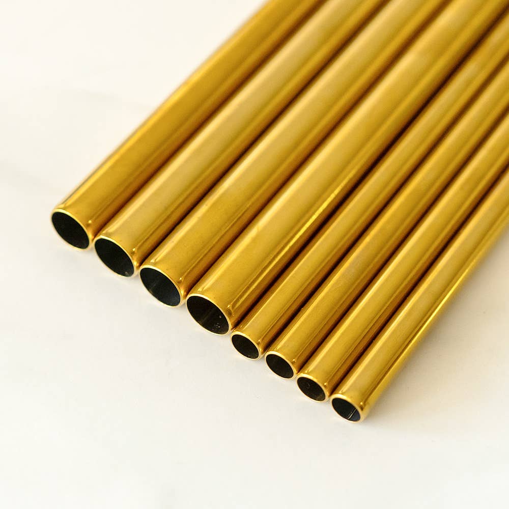 Metal Cocktail Straws - Combo Set - Gold