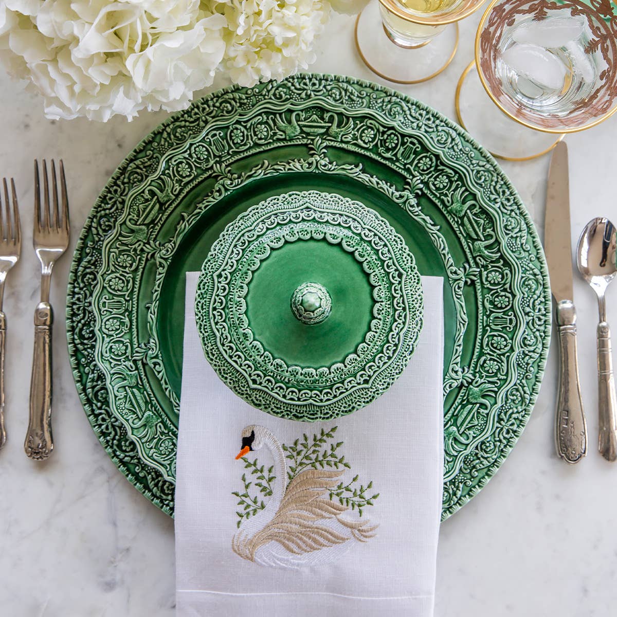 Renaissance Italian Green Dinner Plate