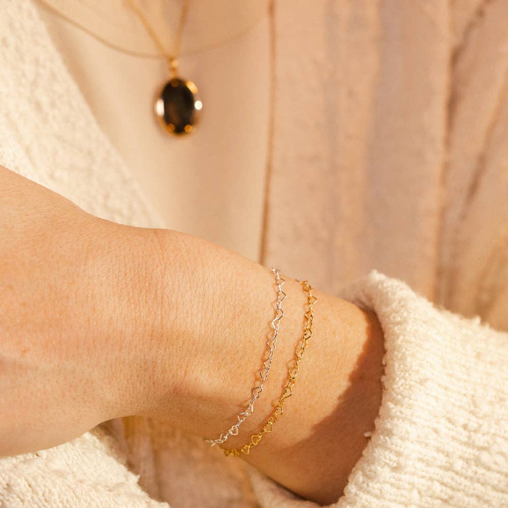 Heart Chain Bracelet: Gold Filled / 8"