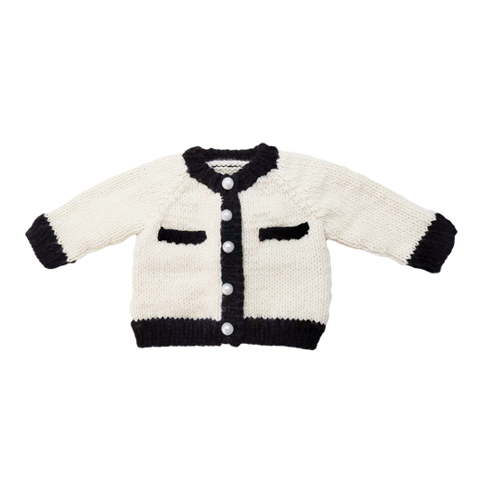 Coco Cardigan, Cream/Black: Cream / S 12-24m