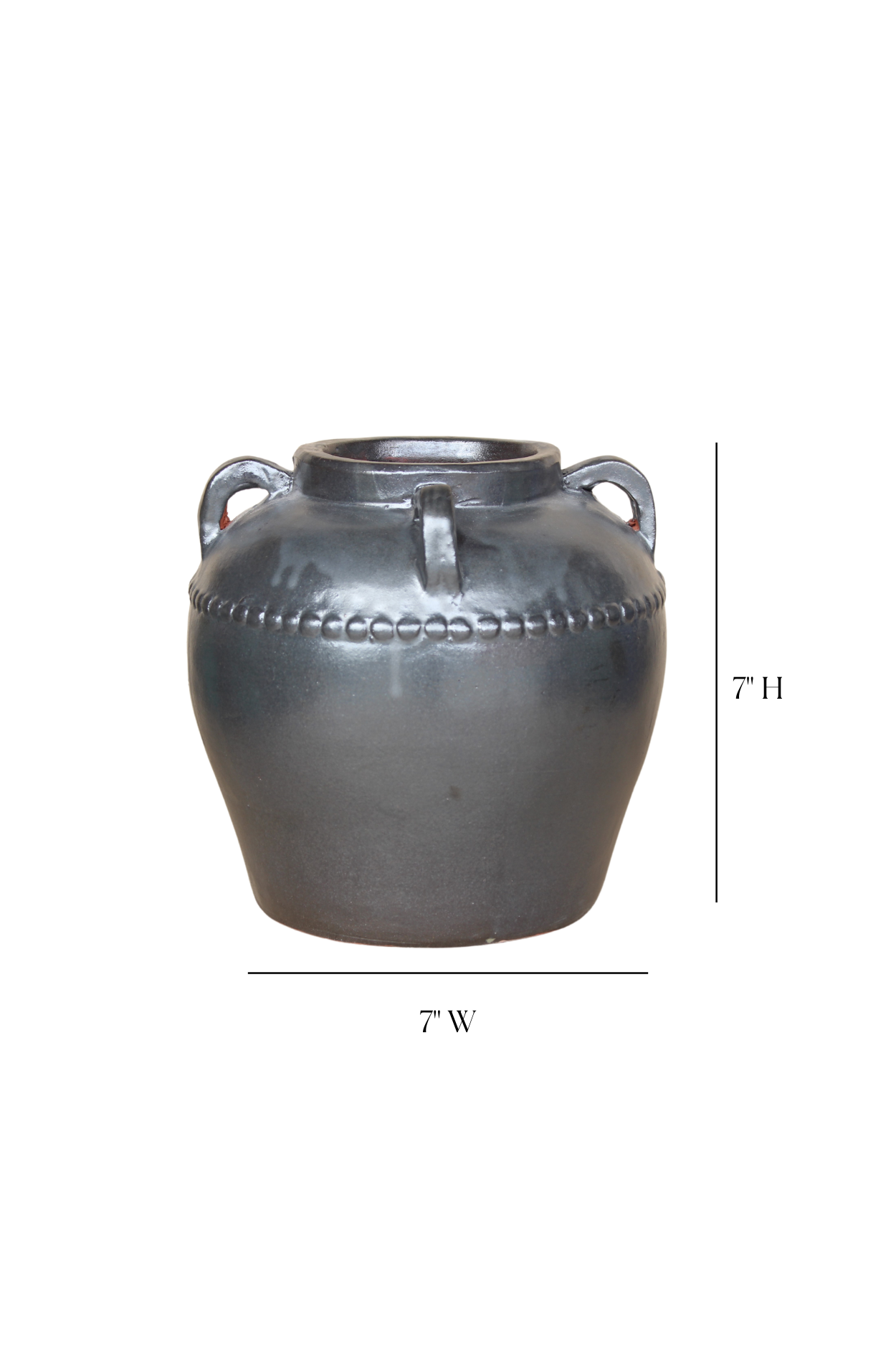 Dumont Grey Glazed Vase With Handles Medium