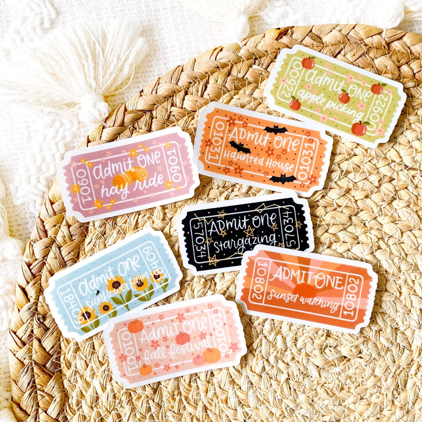 Clear Fall Football Admit One Sticker, 2.7x1.5 in.
