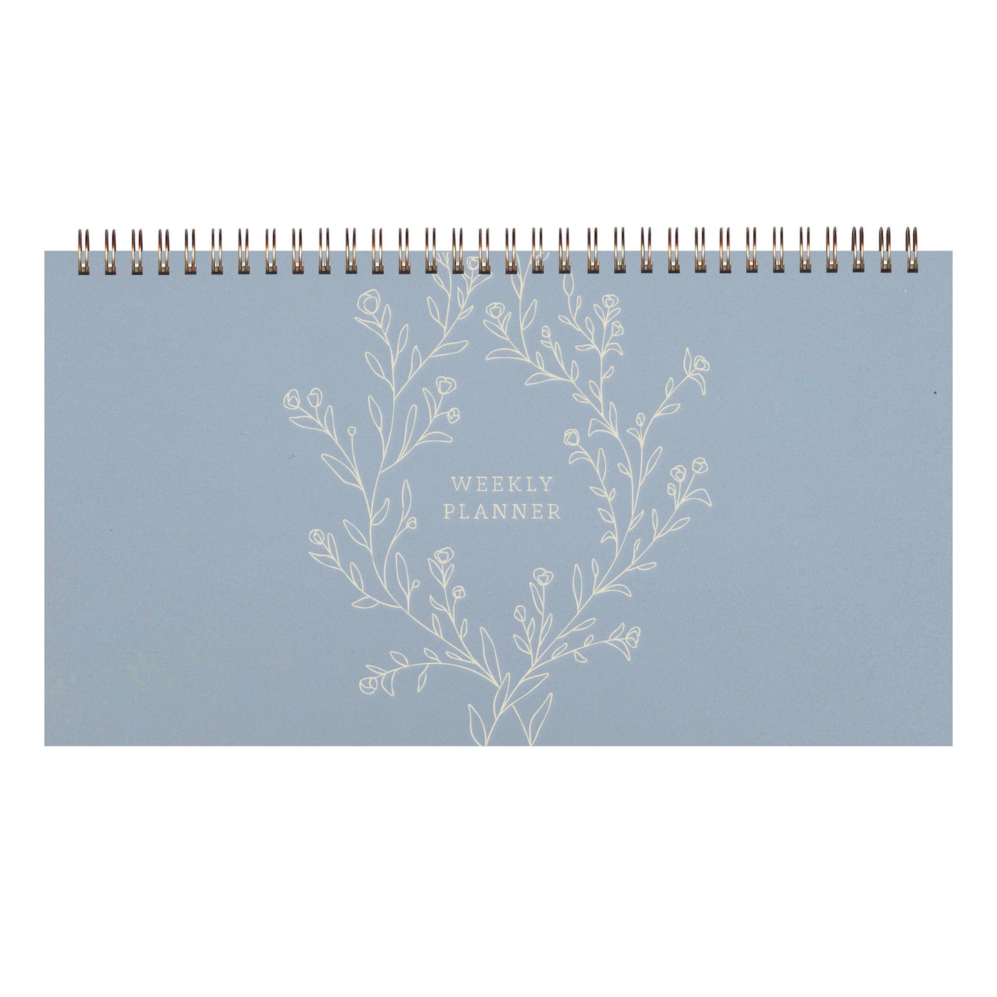 Floral Vines Weekly Planner : Sky Blue Cover | White Ink