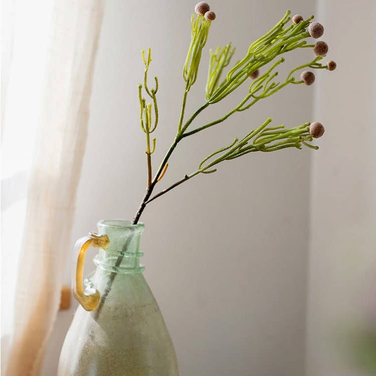 Artificial Berzelia Stem 24" Tall: Three Stems / Pale Red