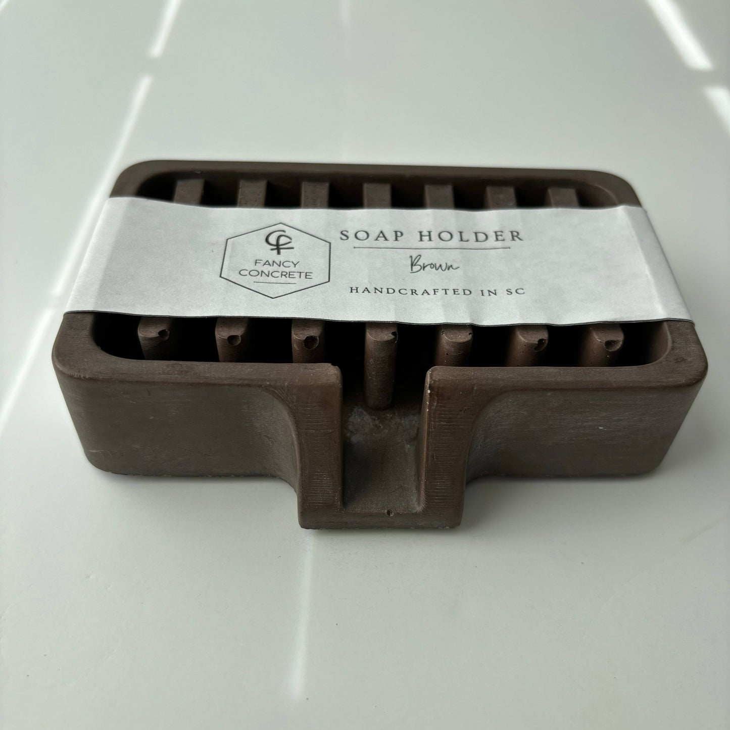 Soap Holder | Concrete Soap Dish: Black Noir & Silver