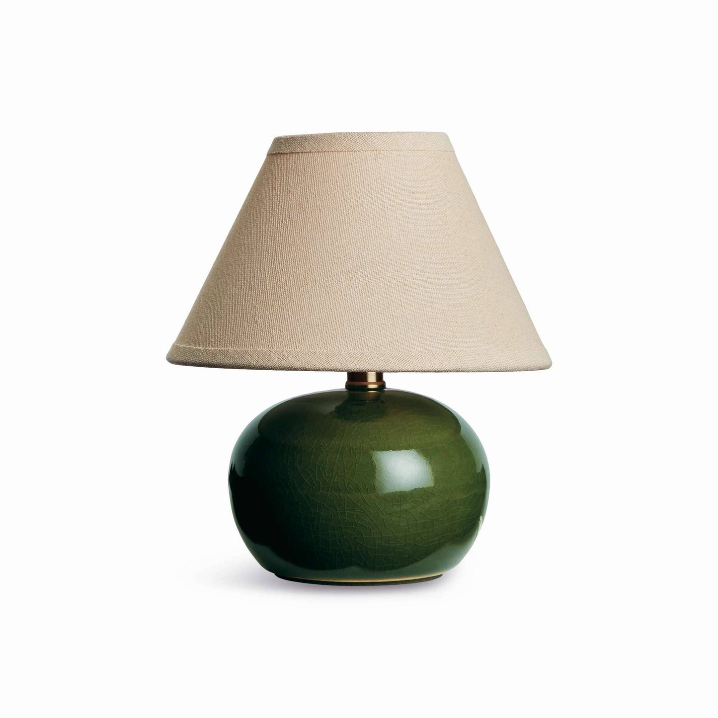 Oscar Mini Lamp - Green Crackle Glaze - Linen Shade - 8"