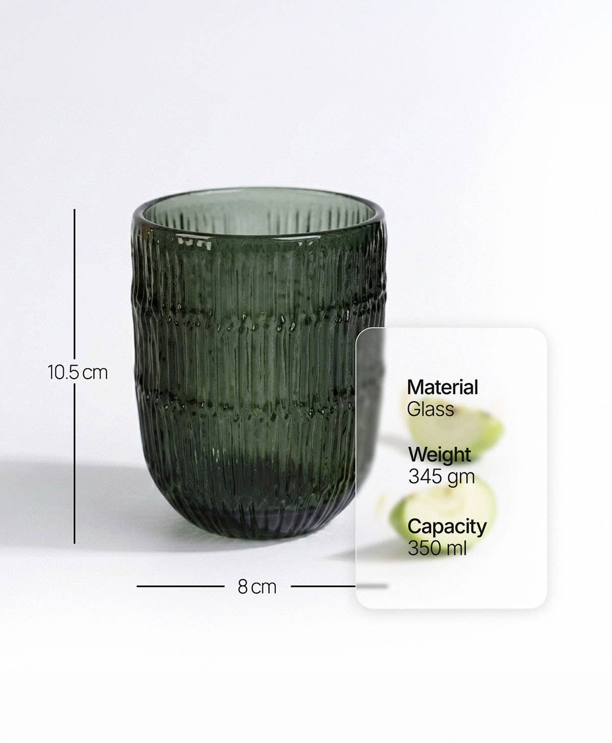 Textured Drinking Glass | Handcrafted | 350 ml: Deep Forest Green