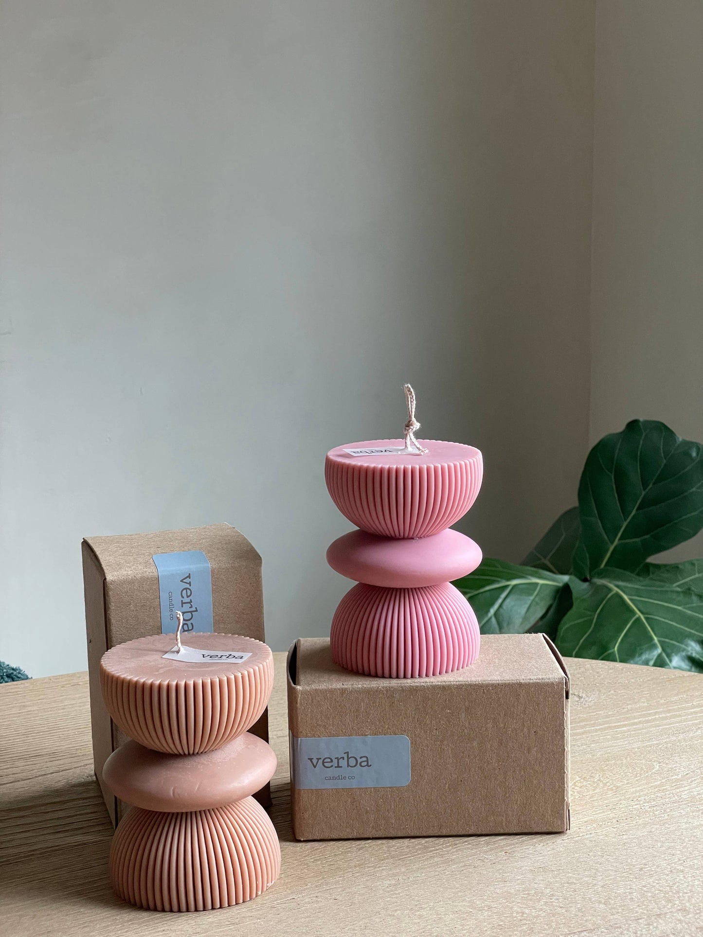 Wide Pillar Candle: Light beige