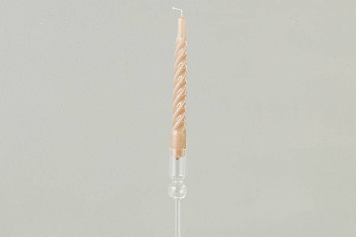 Lacquer Twisted Taper Candles, Taupe