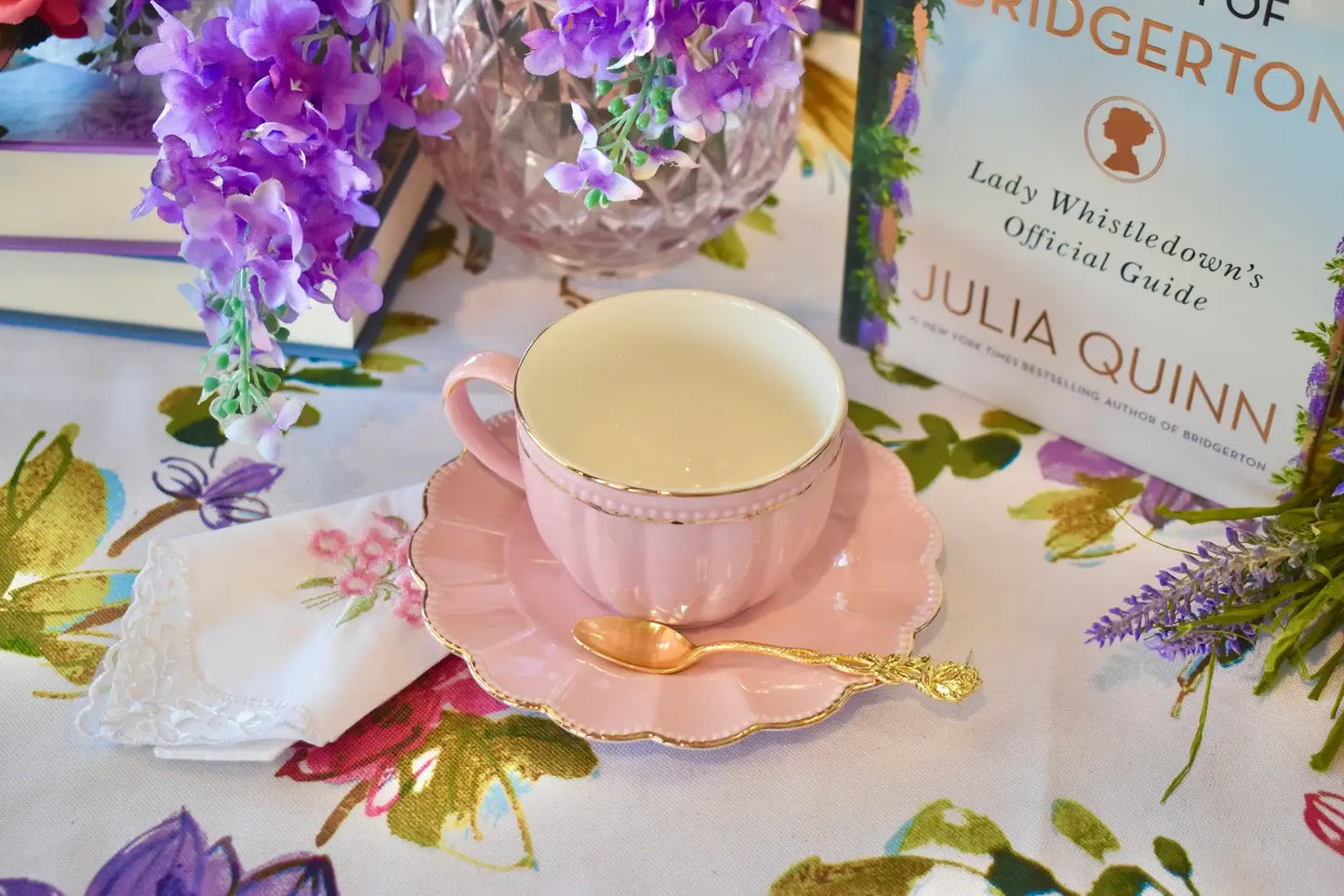 Timeless Beauty Blush Pink Rose Pearl Teacup and Saucer