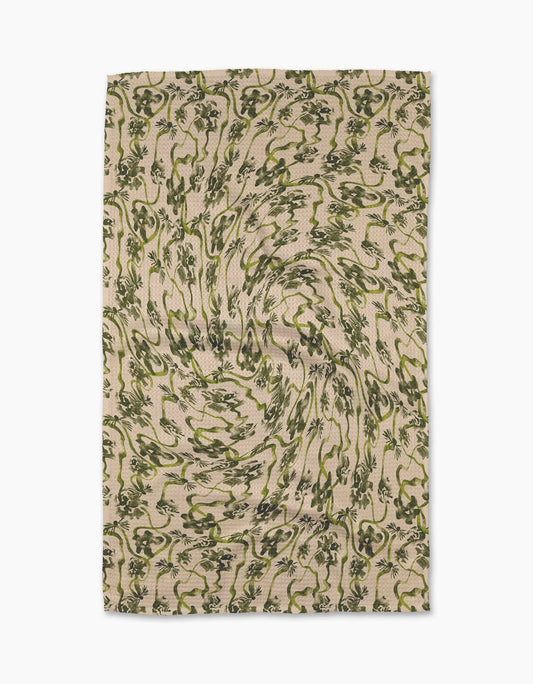 Floral Swirls Green Tea Towel