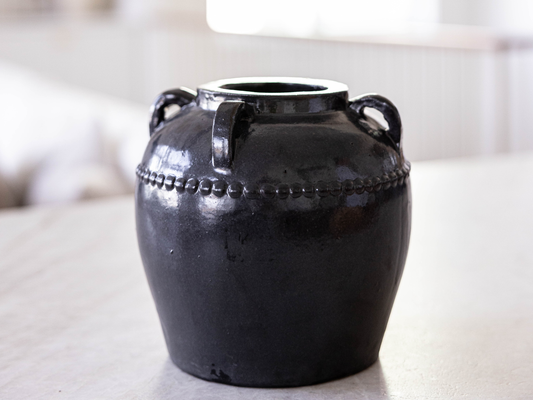 Dumont Grey Glazed Vase With Handles Medium