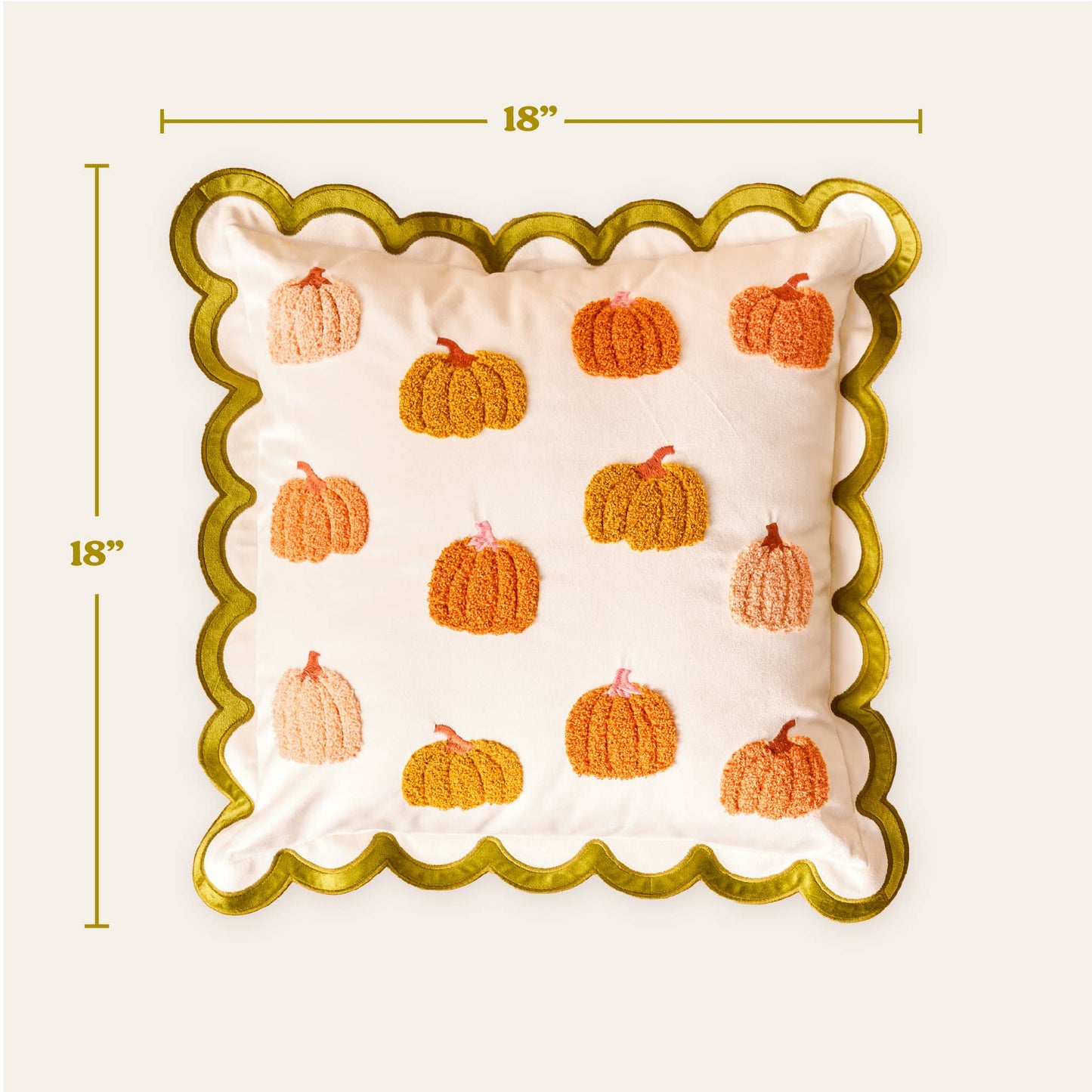 Scalloped Square Throw Pillow-Pumpkin Patch