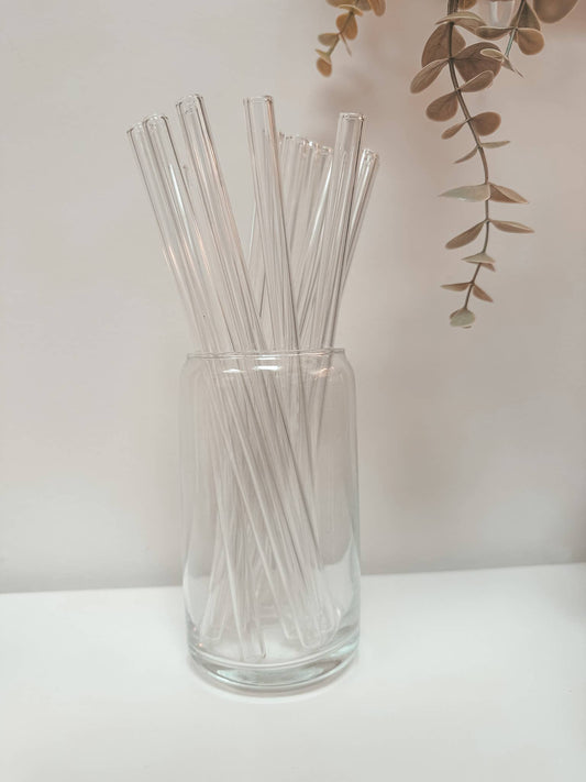 Straight Clear Glass Straw 8.5 inches