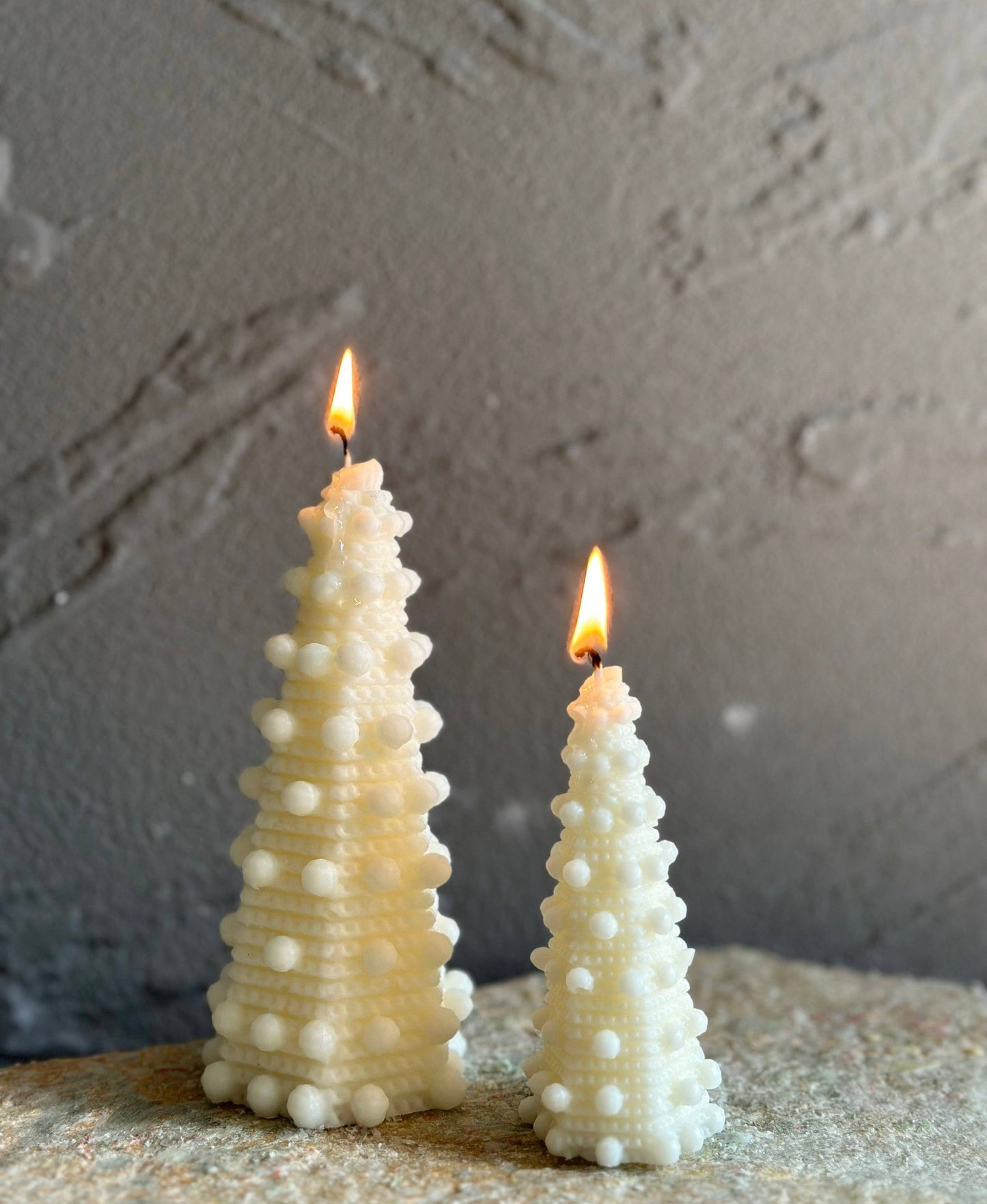 Christmas Knit Tree Candles Ivory/Unscented