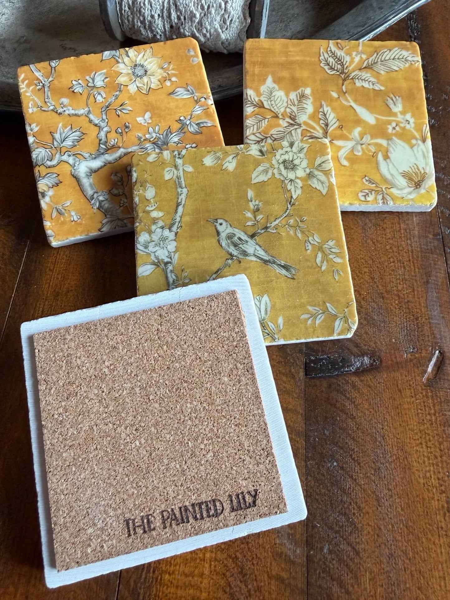 Golden Tapestry stone coasters