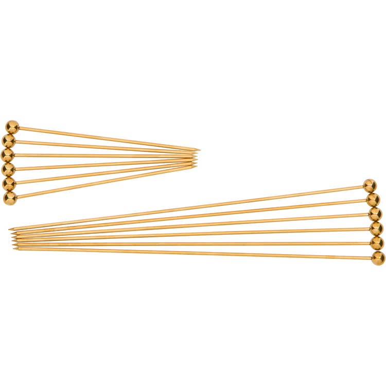 Cocktail Picks Combo Set, Gold (6 Short & 6 Long)