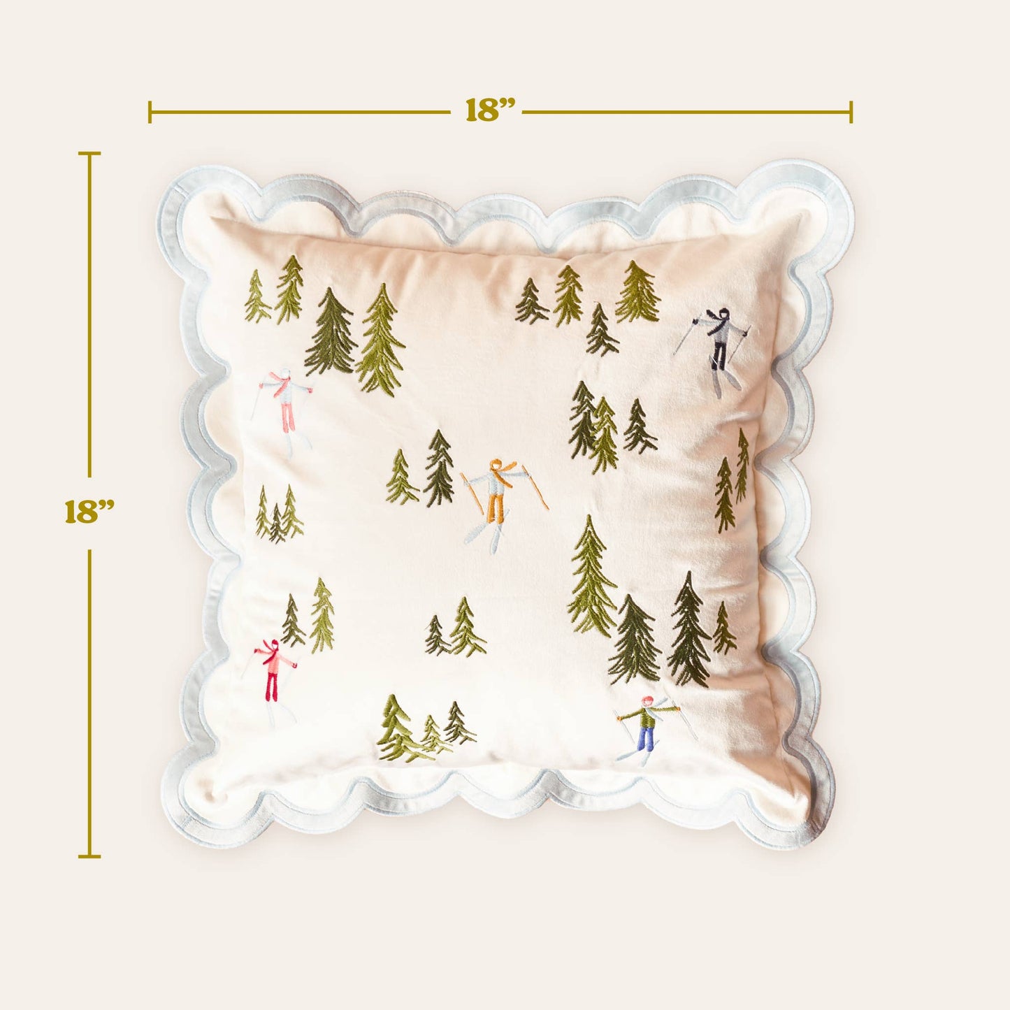 Scalloped Square Throw Pillow-Aprés Ski