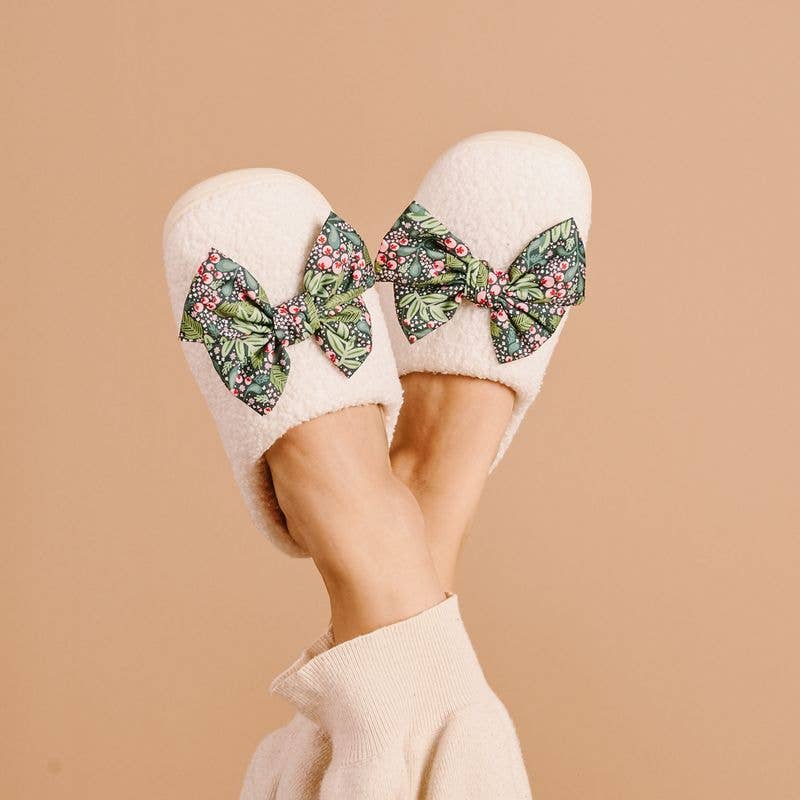Fuzzy Slippers-Betty Bow Jolly Sprig (Mixed  S/M + M/L)