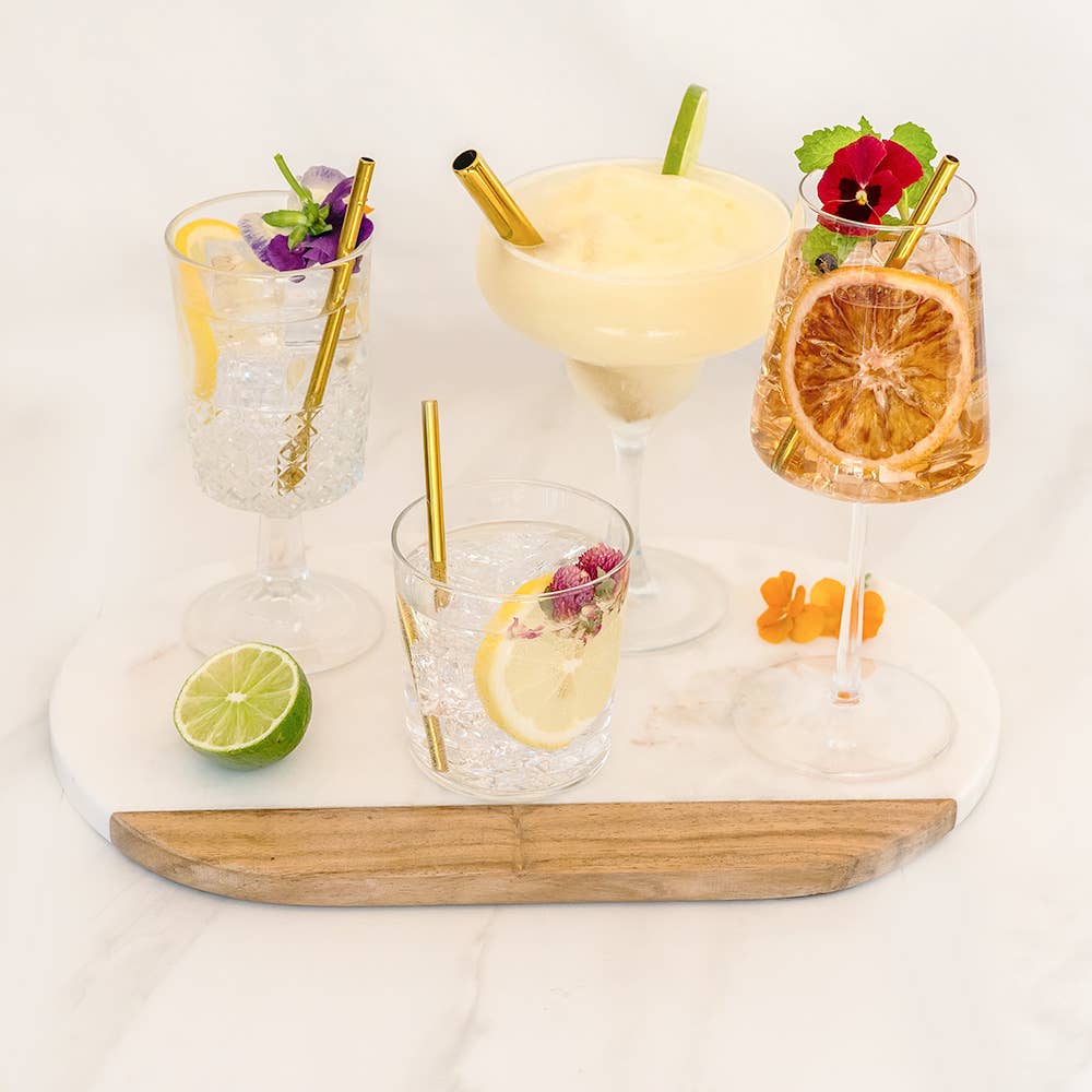 Metal Cocktail Straws - Combo Set - Gold