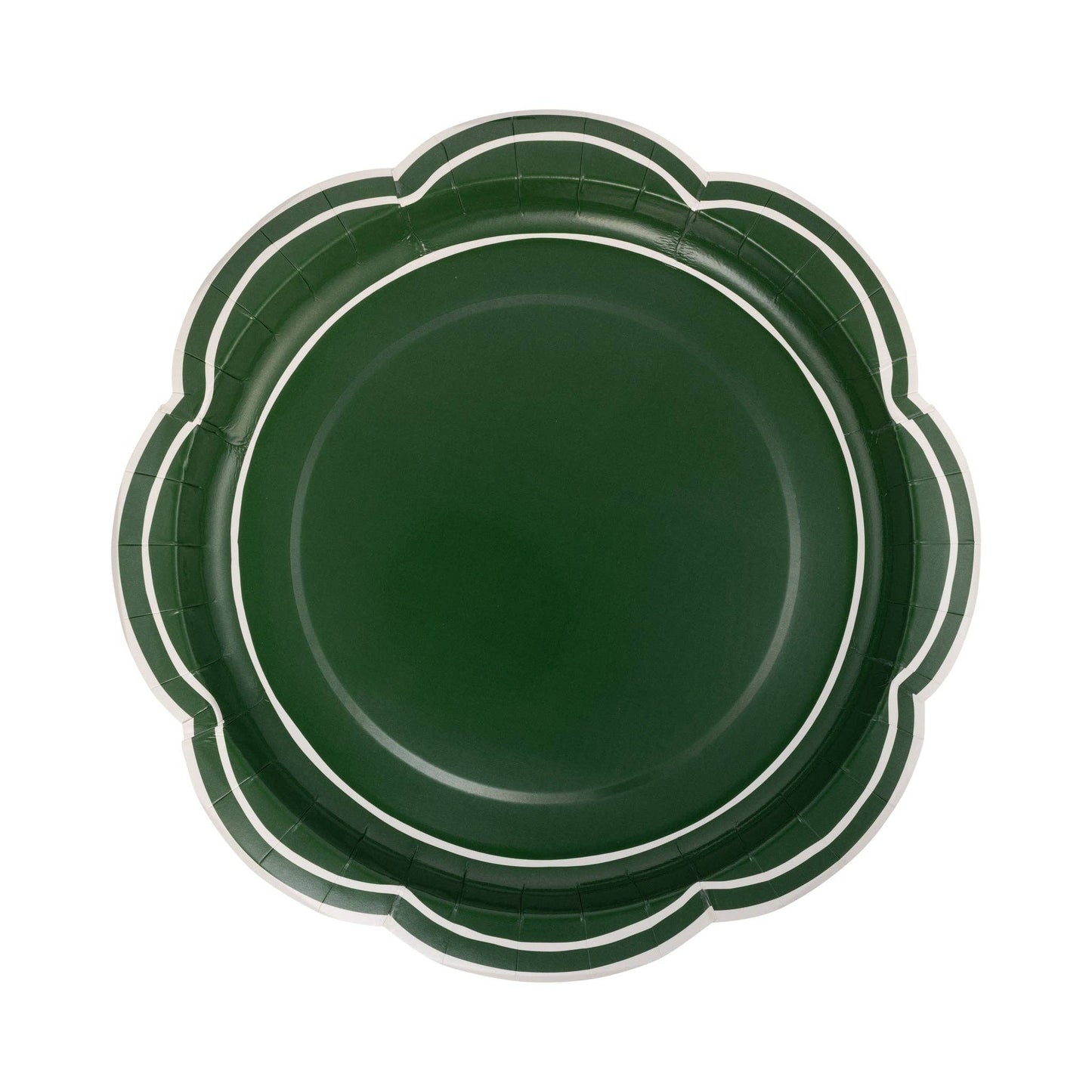 Green Scalloped Cream Lines Plate