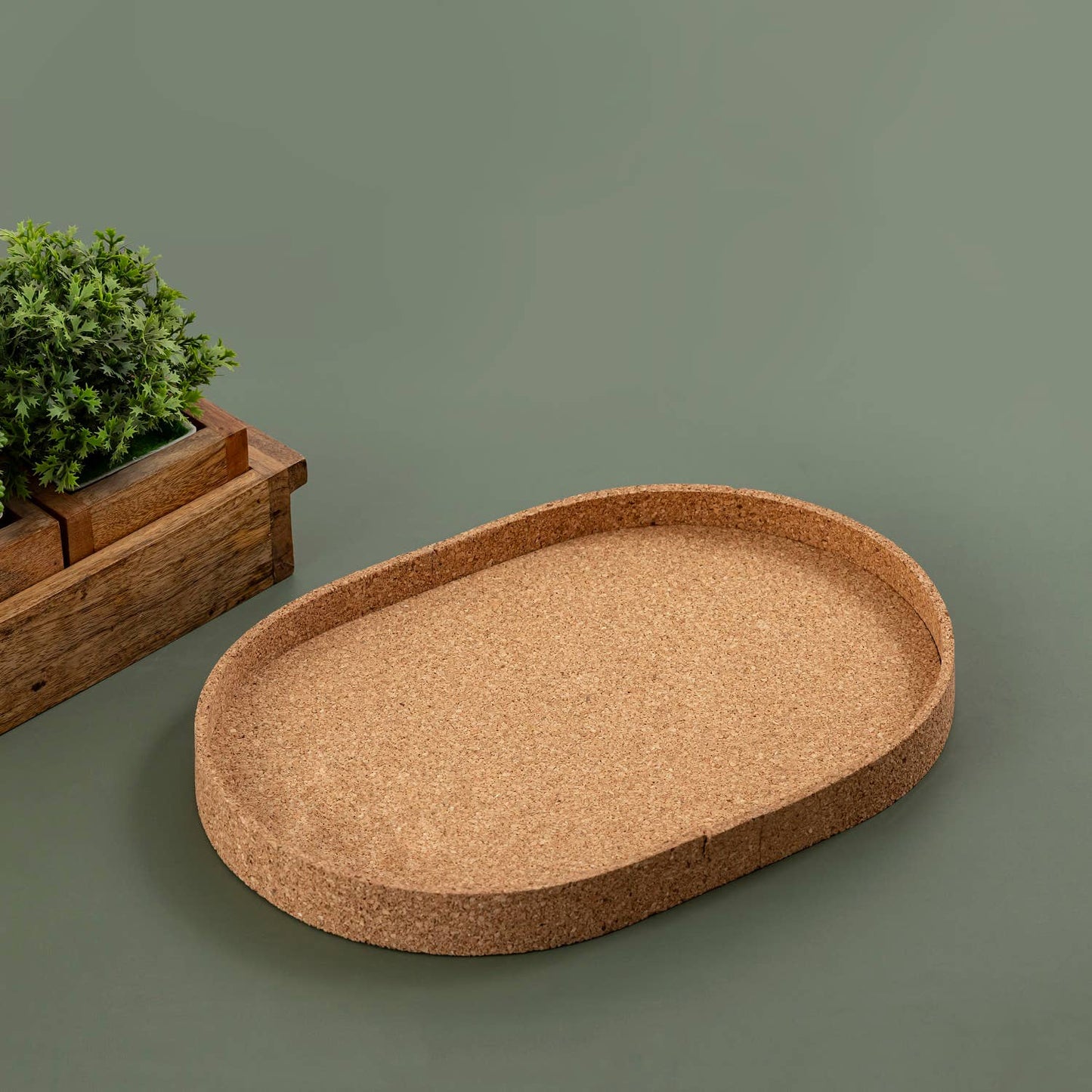 Oval Cork Tray Lg: Beige