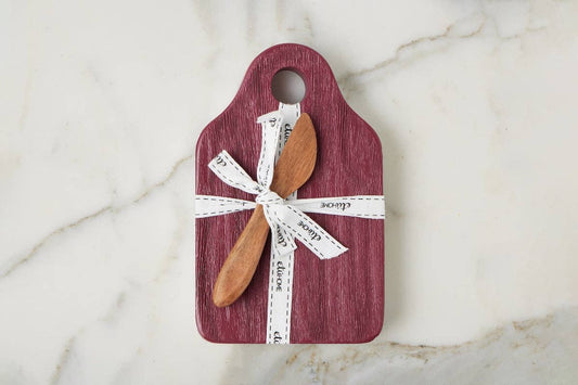 Dutch Cheese Board with Spreader, Small, Merlot Red
