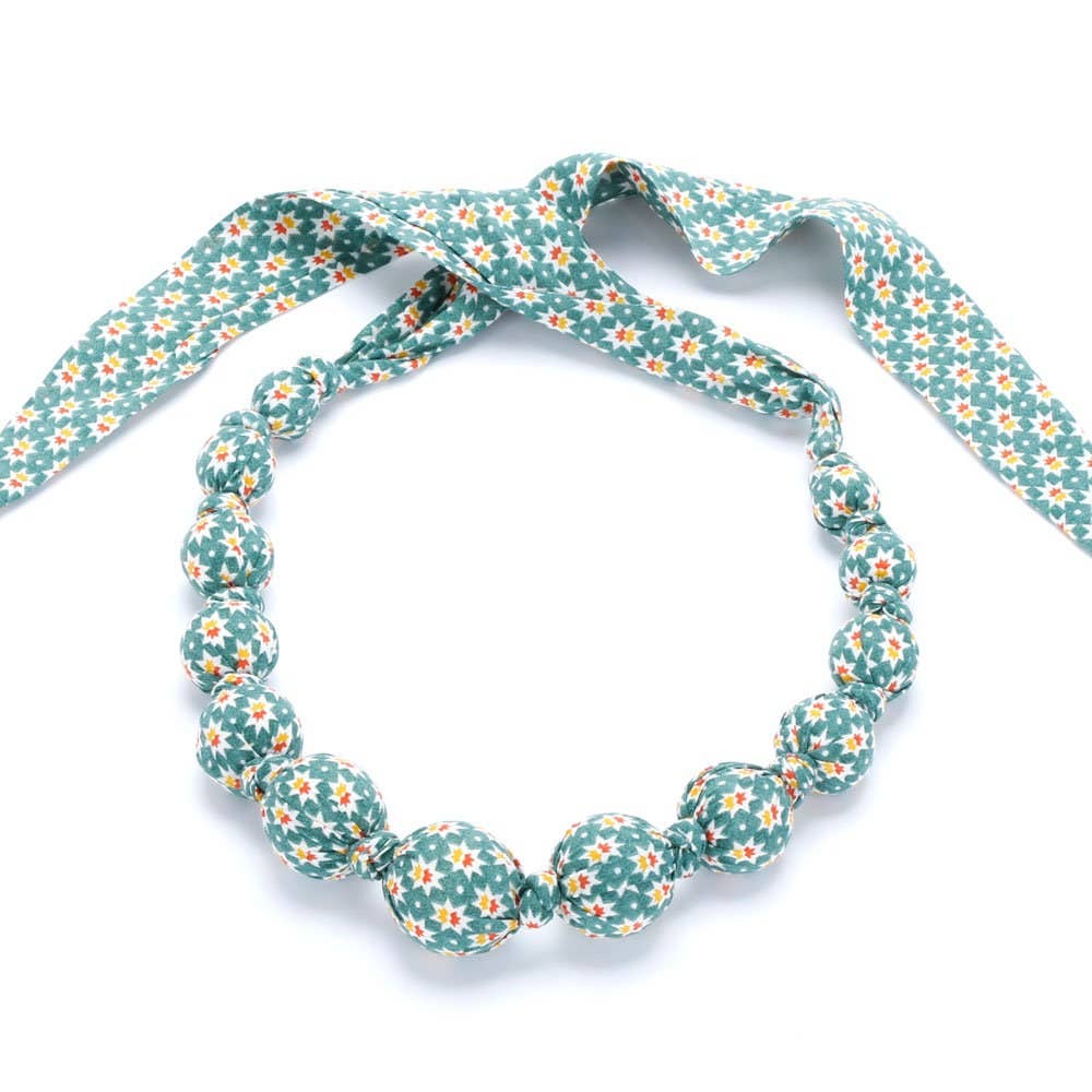 Little Girls / Toddler Fabric Necklace - Origami Print: Green