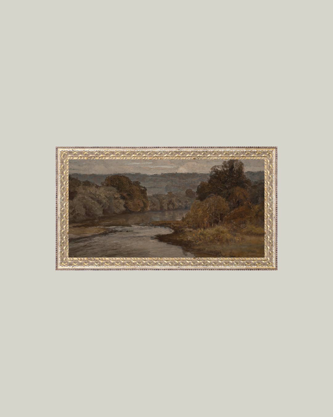 Autumn River Framed Antique Art: 7x5