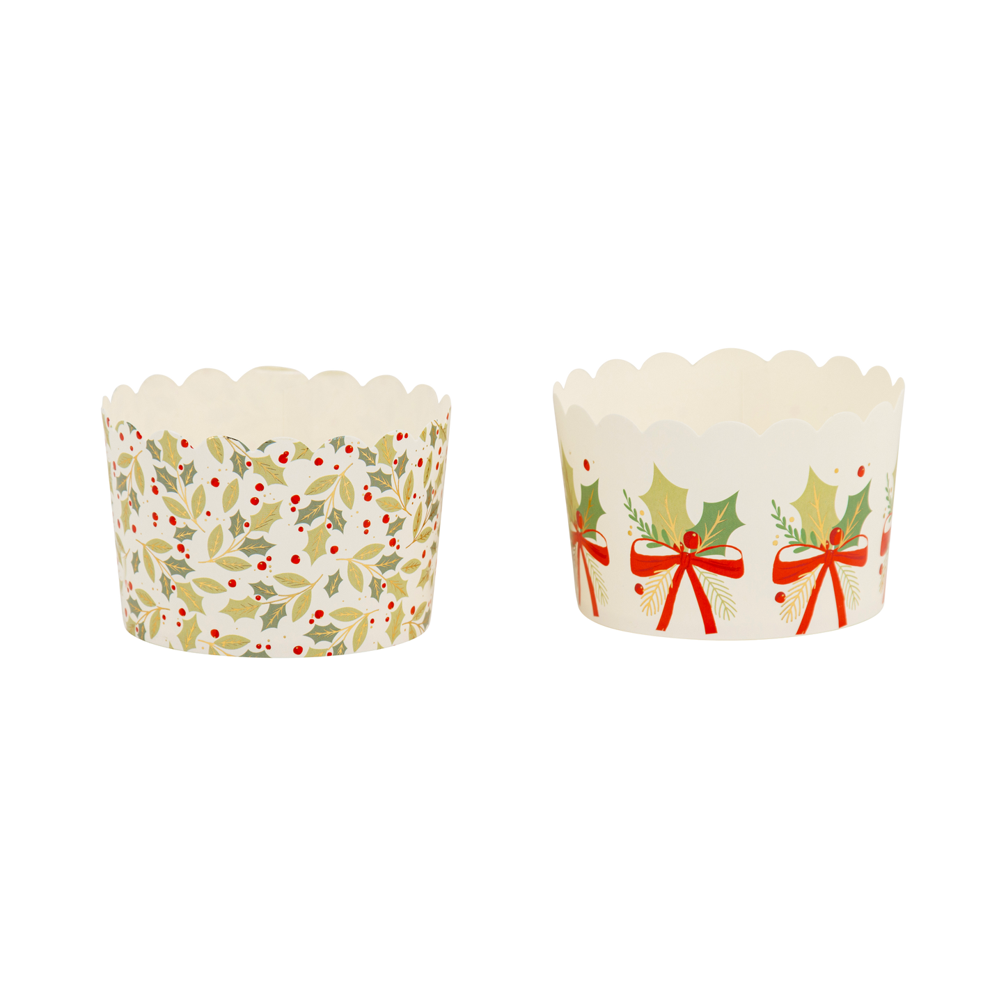 Foiled JUMBO Holly Bows 8 oz Baking Cups (40 ct)