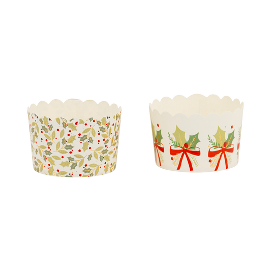 Foiled JUMBO Holly Bows 8 oz Baking Cups (40 ct)